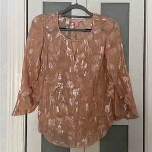 Lilly Pulitzer Metallic Peach/pink Blouse